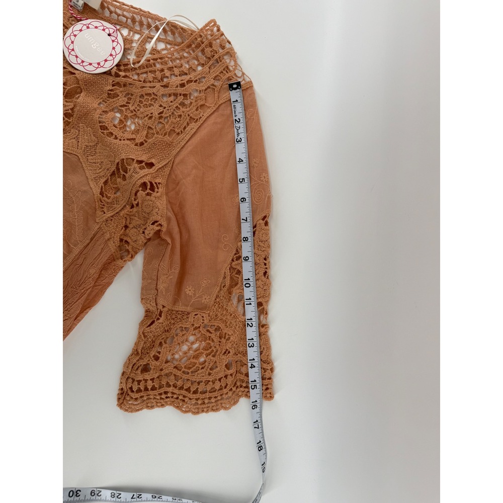 Umgee USA Womens Large Terracotta Crochet Lace Boho Top NWT Beach Resort Wear - Picture 6 of 7